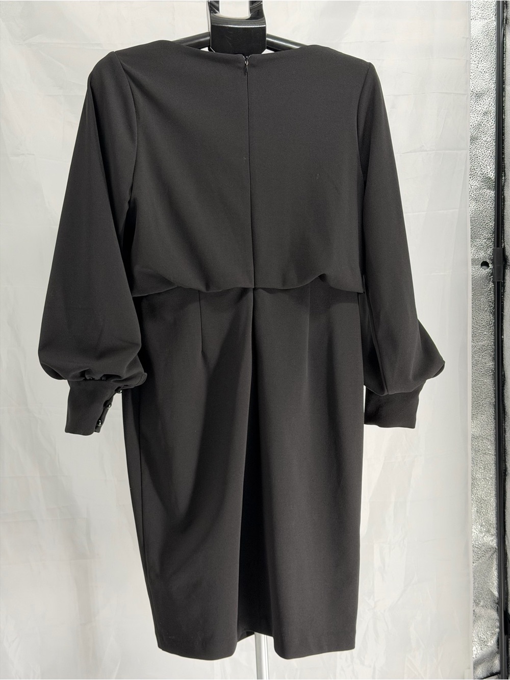 Shelby & Palmer Black Draped Collar Vintage Stretch Ballon Sleeves dress Size 10